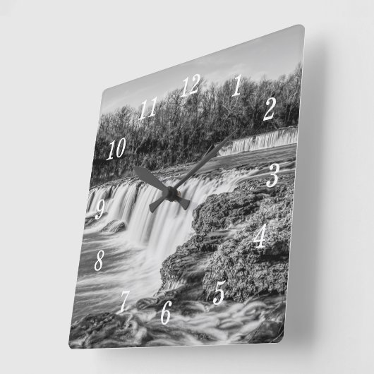 Joplin Grand Falls Überblick über Graustufen-Wall- Quadratische Wanduhr (Winkel)