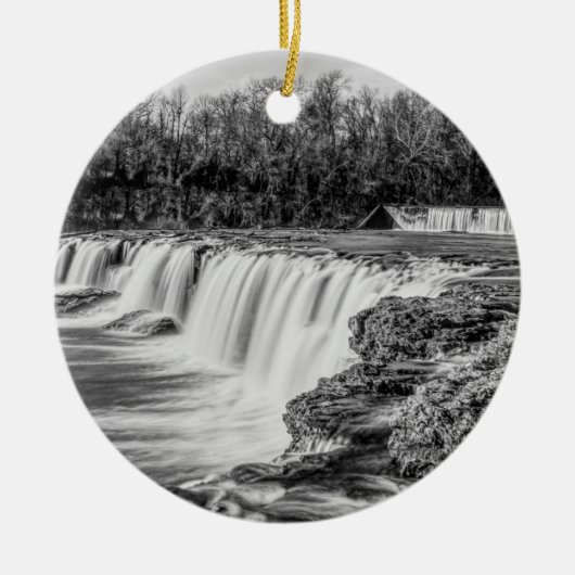 Joplin Grand Falls Übersicht Graustufen-Ornament Keramik Ornament (Vorne)