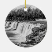Joplin Grand Falls Übersicht Graustufen-Ornament Keramik Ornament (Hinten)