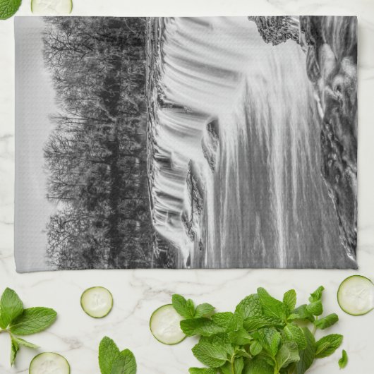 Joplin Grand Falls Übersicht Grayscale Geschirrtuch (Gefaltet)
