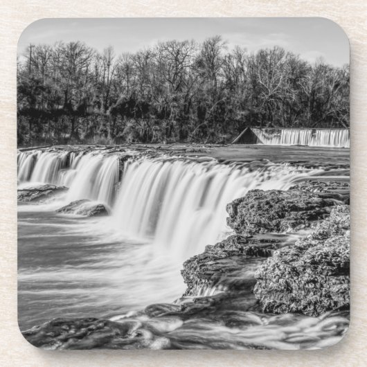 Joplin Grand Falls Übersicht Grayscale Getränkeuntersetzer (Vorderseite)