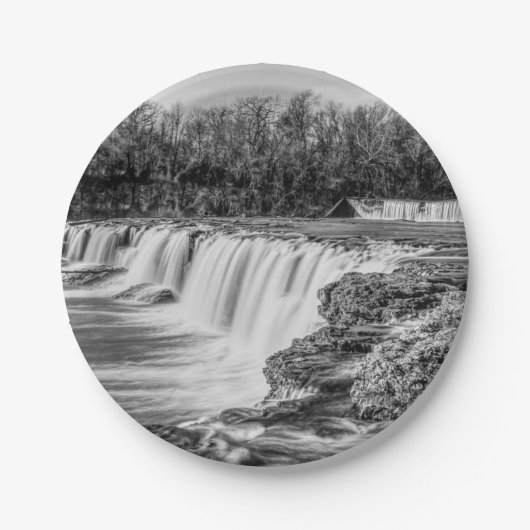 Joplin Grand Falls Übersicht Grayscale Pappteller (Vorderseite)