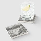 Joplin Grand Falls Übersicht Grayscale Steinuntersetzer (Seitenansicht)