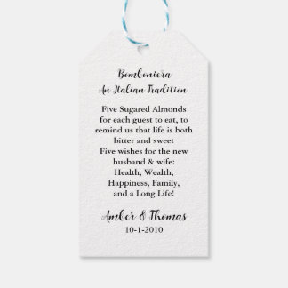 Jordan Almond Fvor Tags, Hochzeittags, Danke Geschenkanhänger