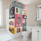 Jordan Culture Retro Illustrierte Symbole Duschvorhang (Beispiel)