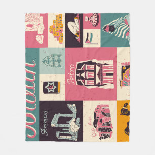 Jordan Culture Retro Illustrierte Symbole Fleecedecke