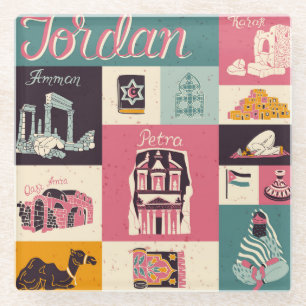 Jordan Culture Retro Illustrierte Symbole Glasuntersetzer