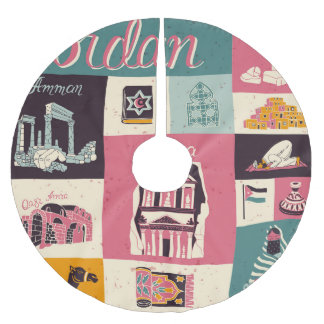 Jordan Culture Retro Illustrierte Symbole Polyester Weihnachtsbaumdecke