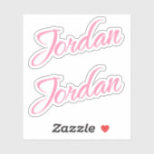 Jordan Decorname in Pink x2 Aufkleber (Blatt)