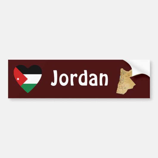 Jordan Flag Heart + Karte Autoaufkleber (Vorne)
