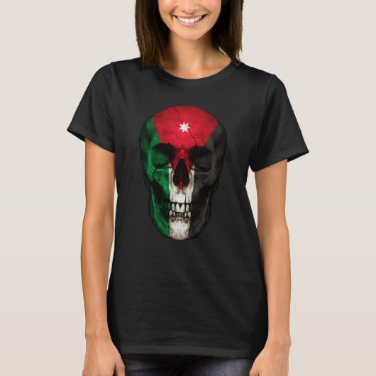 Jordan Flag Skull Jordanian Roots Proud Patriotic T-Shirt (Vorderseite)