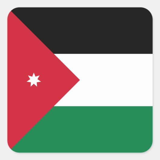 Jordan-Flagge Quadratischer Aufkleber (Vorderseite)