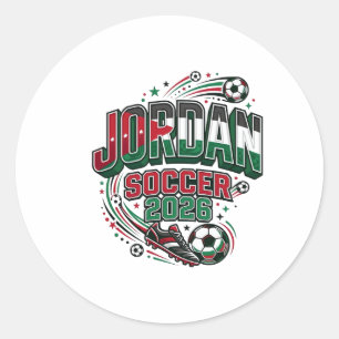 Jordan Fußball 2026 Fußball Bold Landestypografie Runder Aufkleber