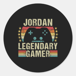 Jordan Gamer Retro-Gaming Vintage-Game Personalisi Runder Aufkleber