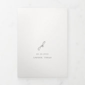 Jordan Grey Script Monogram Elegant Wedding Dreifach Gefaltete Einladung (Cover)