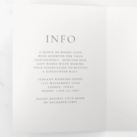 Jordan Grey Script Monogram Elegant Wedding Dreifach Gefaltete Einladung (Innen Erste Seite)