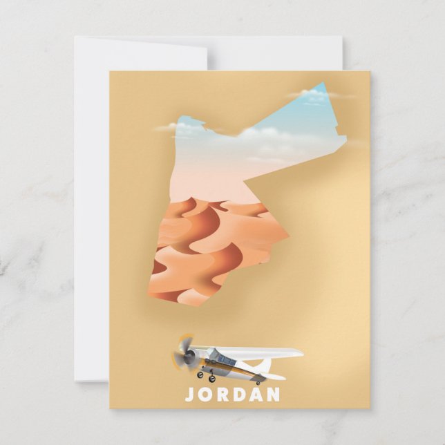 Jordan illustrierte Karte Reiseplakat (Vorderseite)