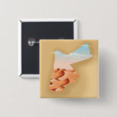 Jordan illustrierte Karte Reiseplakat Button (Vorne & Hinten)