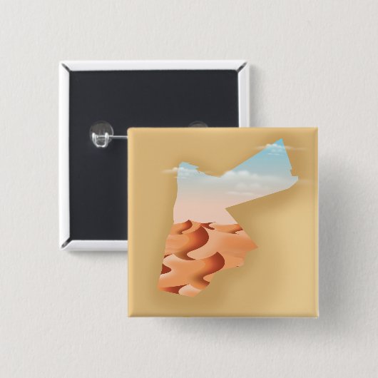 Jordan illustrierte Karte Reiseplakat Button (Vorne & Hinten)
