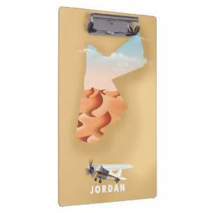 Jordan illustrierte Reisekarte Poster Klemmbrett