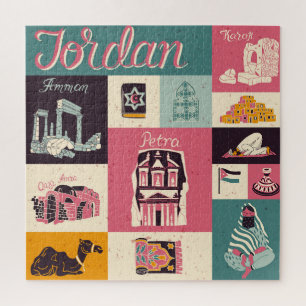 Jordan Kultur Retro illustrierte Symbole Puzzle