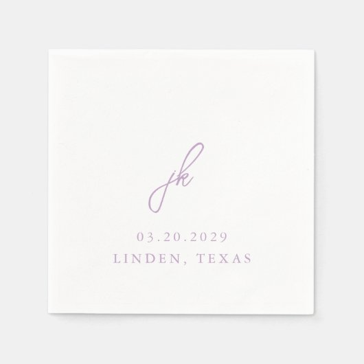 Jordan Lilac Elegant Wedding Serviette (Vorderseite)