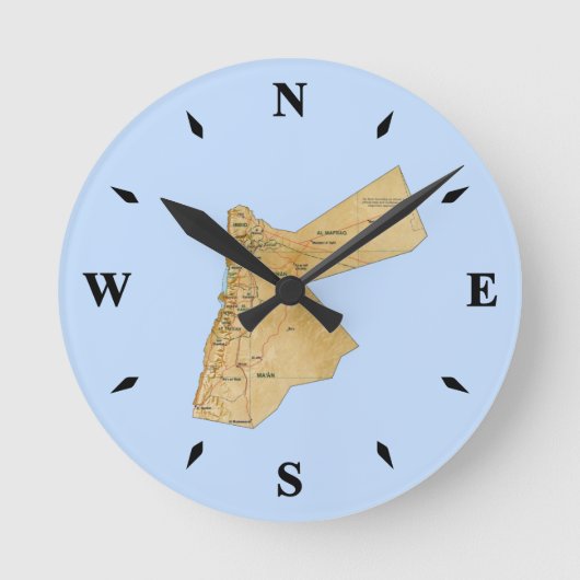 Jordan Map Clock Runde Wanduhr (Vorderseite)