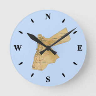 Jordan Map Clock Runde Wanduhr