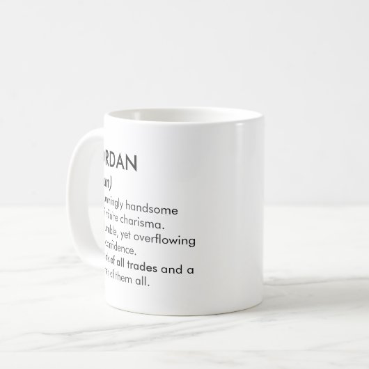 Jordan name, Editable name, Custom name Kaffeetasse (Vorderseite Links)