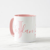 Jordan name meaning and monogram soft pink text tasse (Vorderseite Links)