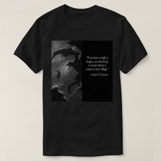 Jordan Peterson kämpft gegen den Drachen — schwarz T-Shirt (Design vorne)