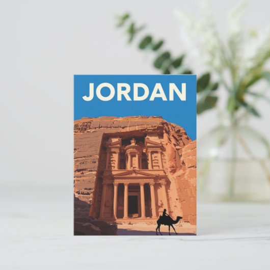Jordan Petra Treasury Retro Postkarte (Stehend Vorderseite)