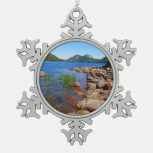 Jordan Pond II im Acadia National Park Schneeflocken Zinn-Ornament