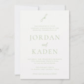Jordan Soft Sage Script Monogram Elegant Wedding Einladung (Vorderseite)