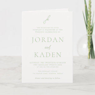 Jordan Soft Sage Script Monogram Elegant Wedding Einladung