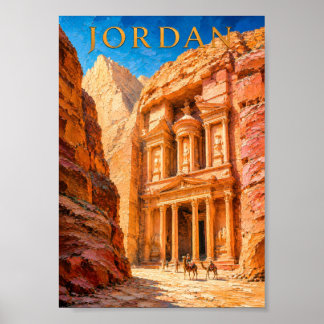 Jordan: Sunny Canyon Petra Art Souvenir Poster