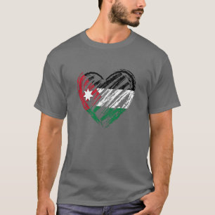 Jordanian Flag Heart In Hand Drawing For Jordanian T-Shirt