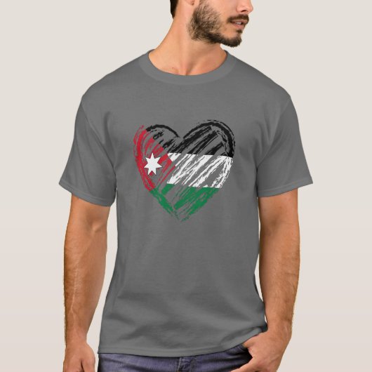 Jordanian Flag Heart In Hand Drawing For Jordanian T-Shirt (Vorderseite)