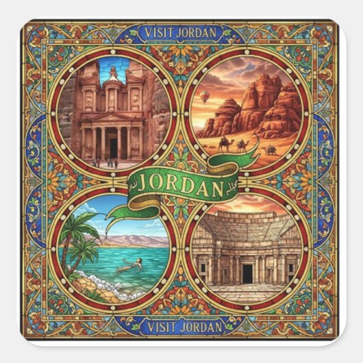 JORDANIEN QUADRATISCHER AUFKLEBER (Vorderseite)