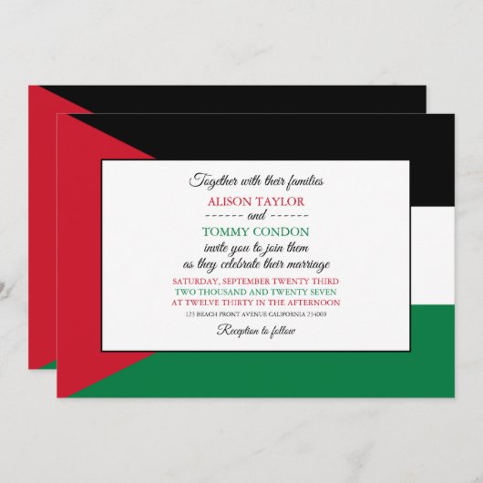 jordanische Flagge, Flagge von Jordanien Einladung (Vorne/Hinten)