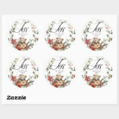 Jory Christmas Floral Wreath Familienname Runder Aufkleber (Blatt)