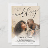 Jos Calligraphy Foto Double Sided Wedding Einladung (Vorderseite)