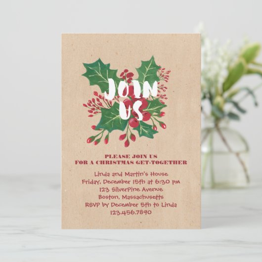 Jos Christmas Foliage Party Einladungen (Stehend Vorderseite)