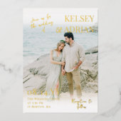 Jos Typografy Big Foto Wedding Gold Folieneinladung (Vorderseite)