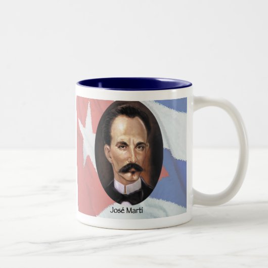 Jose Marti über kubanische Flagge Zweifarbige Tasse (Rechts)