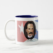 Jose Marti über kubanische Flagge Zweifarbige Tasse (Links)