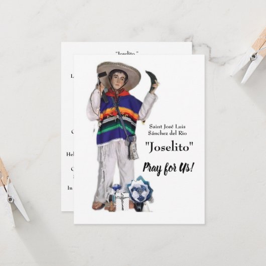 José Sánchez del Río Karte (Vorderseite/Rückseite Beispiel)