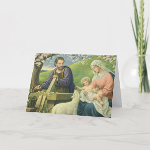Josefswerkstatt mit Maria und Jesuskind Karte