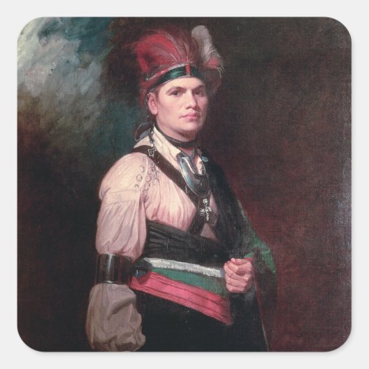 Joseph Brant, Chef der Mohawks, 1742-1807 Quadratischer Aufkleber (Vorderseite)