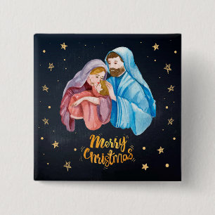 Joseph Jesus, Mary, Merry Christmas and, - Button